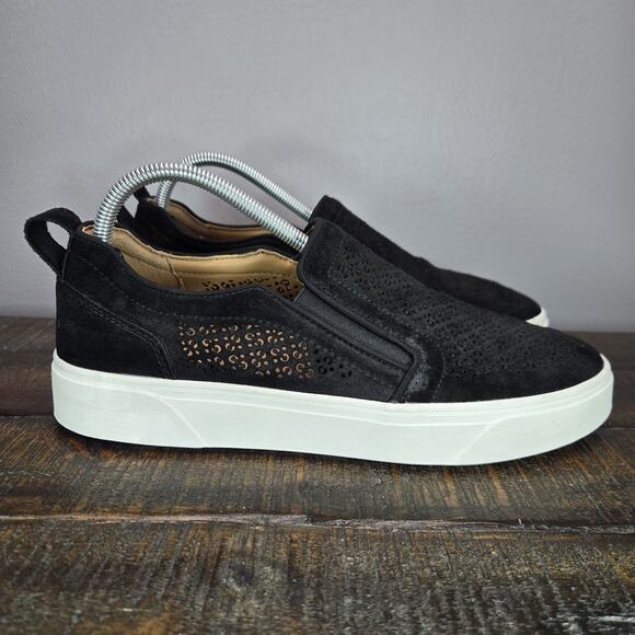 Vionic Kimmie Perf Womens Size 9.5 Slip On Platform Loafer Black White - Picture 1 of 13